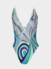Pucci Iride V-Neck Swimsuit in Verde Lilia Print