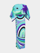 Pucci Green and Lilac Iride Print Cape Long Dress