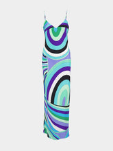 Pucci Green and Lilac Iride Print Cape Long Dress