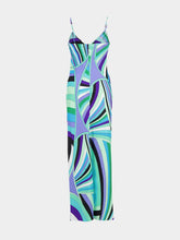 Pucci Green and Lilac Iride Print Cape Long Dress