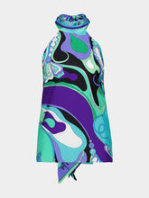 Pucci Green and Lilac Halter Silk Twill Top