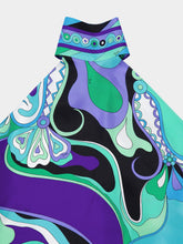 Pucci Green and Lilac Halter Silk Twill Top