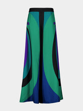 Pucci Emerald Wide-Leg Print Silk Twill Trousers