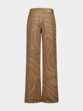 Pucci Marmo Print Canvas Wide-Leg Pants in Taupe