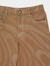 Pucci Marmo Print Canvas Wide-Leg Pants in Taupe