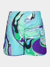Pucci Green and Lilac Orchidee Cotton Poplin Shorts