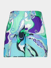 Pucci Green and Lilac Orchidee Cotton Poplin Shorts