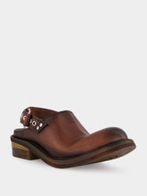 Miu Miu Coffee Brown Foule Leather Mules