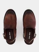 Miu Miu Coffee Brown Foule Leather Mules