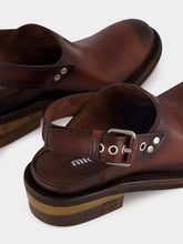 Miu Miu Coffee Brown Foule Leather Mules