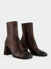Miu Miu Dark Brown e Black Nappa Leather Ankle Boots