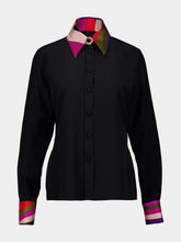 Pucci Black Silk Shirt with Printed Collar and Cuffs