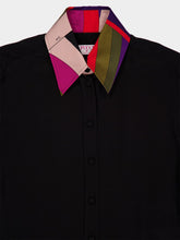 Pucci Black Silk Shirt with Printed Collar and Cuffs