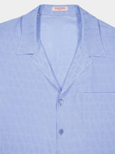 Valentino Garavani Sky Blue Toile Iconographe Pattern Silk Bowling Shirt