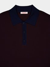 Valentino Garavani Maroon Wool Polo Shirt with VLogo Embroidery