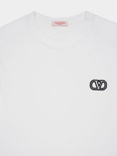 Valentino Garavani White Cotton T-shirt with VLogo Patch