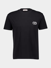 Valentino Garavani Black Cotton T-shirt with VLogo Patch