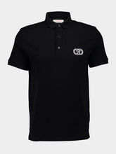 Valentino Garavani Black Cotton Piqué Polo Shirt with Vlogo