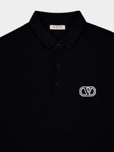 Valentino Garavani Black Cotton Piqué Polo Shirt with Vlogo