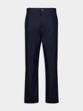 Valentino Garavani Navy Pleat-Detail Cotton Chinos