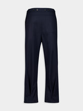 Valentino Garavani Navy Pleat-Detail Cotton Chinos