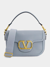 Valentino Garavani Porcelain Blue Alltime Foldover Shoulder Bag