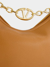 Valentino Garavani Brown Hobo Moon Medium Leather Bag with VLogo Chain