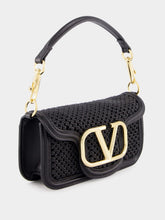 Valentino Garavani Black Small Leather Shoulder Bag with Gold VLogo