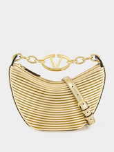 Valentino Garavani Gold Nappa Leather Mini Hobo Moon Bag with VLogo Chain