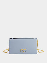 Valentino Garavani Blue VLogo Signature Grainy Calfskin Wallet