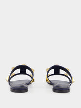 Valentino Garavani Blue Roman Stud Flat Slide Sandals