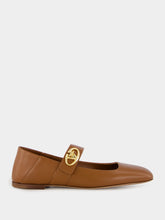 Valentino Garavani Tobacco VLogo Locker Mary Jane Ballerina Flats