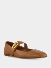 Valentino Garavani Tobacco VLogo Locker Mary Jane Ballerina Flats