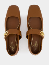 Valentino Garavani Tobacco VLogo Locker Mary Jane Ballerina Flats