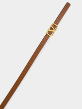 Valentino Garavani Brown Reversible Belt with Antique Brass VLogo Signature