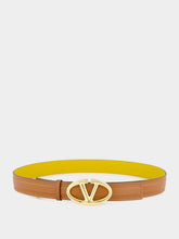 Valentino Garavani Caramel Leather Signature Reversible Belt