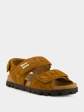 Miu Miu Brown Double Strap Flat Sandals
