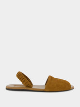 Miu Miu Brown Suede Ruches Flat Sandals