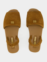 Miu Miu Brown Suede Ruches Flat Sandals