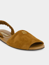 Miu Miu Brown Suede Ruches Flat Sandals