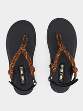 Miu Miu Tobacco Riviere Sandals in Rope