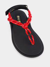Miu Miu Red Riviere Cord and Leather Sandals