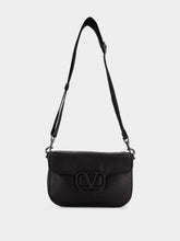 Valentino Garavani Black Shoulder Bag Alltime Rubber Logo Nappa