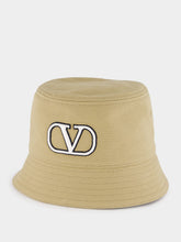 Valentino Garavani Beige Cotton Bucket Hat with VLogo