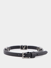 Valentino Garavani Black Leather Bracelet with Metal Logo