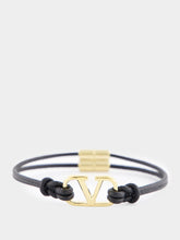 Valentino Garavani Black VLogo Signature Leather Bracelet