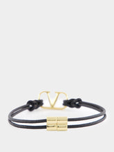 Valentino Garavani Black VLogo Signature Leather Bracelet
