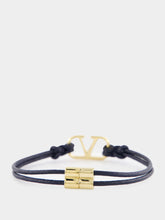 Valentino Garavani Navy VLogo Signature Leather Bracelet