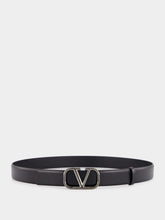 Valentino Garavani Black Vlogo Signature Calfskin Belt 30 mm