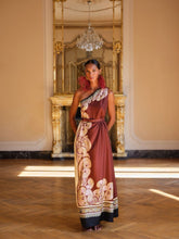 La DoubleJ Kells Swirl Burgundy Silk Roy Maxi Dress